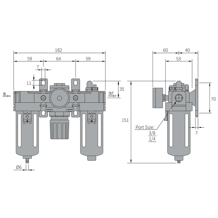 YAC4000 - 空氣調理組合 (三點組合) 過濾器、調壓器、潤滑器