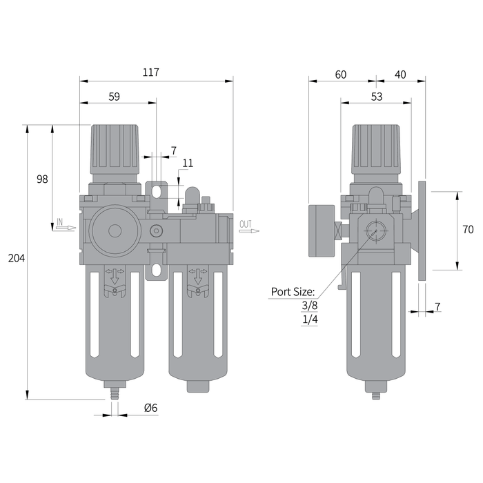 YAC3010 - 空氣調理組合 (三點組合) 過濾器、調壓器、潤滑器